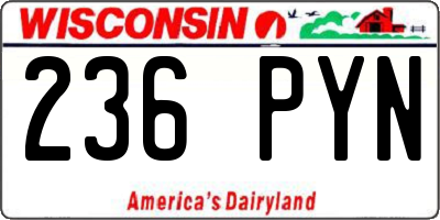 WI license plate 236PYN