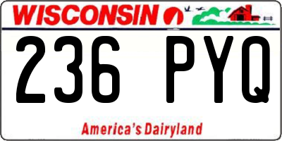 WI license plate 236PYQ