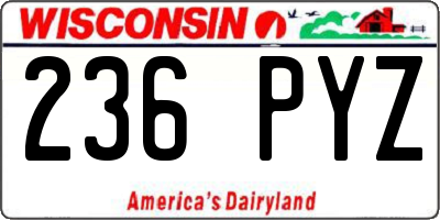 WI license plate 236PYZ