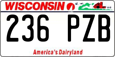 WI license plate 236PZB