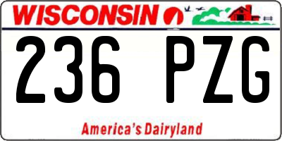 WI license plate 236PZG