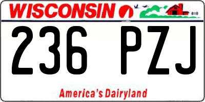 WI license plate 236PZJ