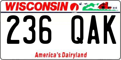 WI license plate 236QAK