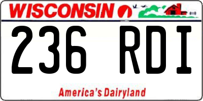 WI license plate 236RDI