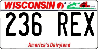 WI license plate 236REX