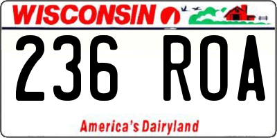 WI license plate 236ROA