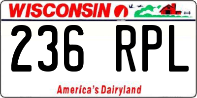 WI license plate 236RPL