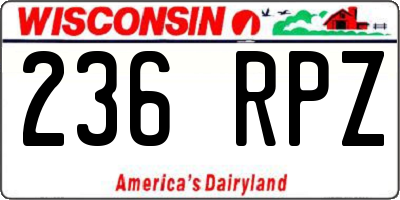 WI license plate 236RPZ