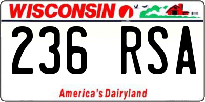 WI license plate 236RSA