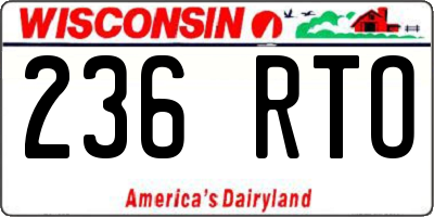 WI license plate 236RTO