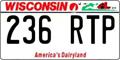 WI license plate 236RTP