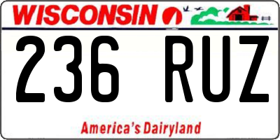 WI license plate 236RUZ