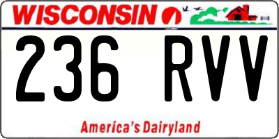 WI license plate 236RVV
