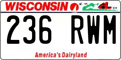 WI license plate 236RWM