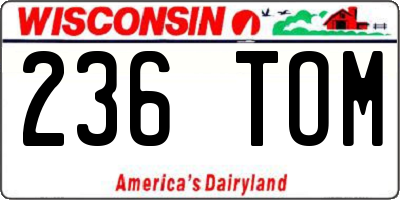WI license plate 236TOM