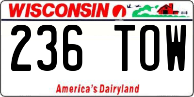 WI license plate 236TOW