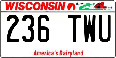 WI license plate 236TWU