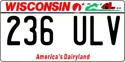 WI license plate 236ULV
