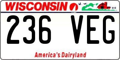 WI license plate 236VEG