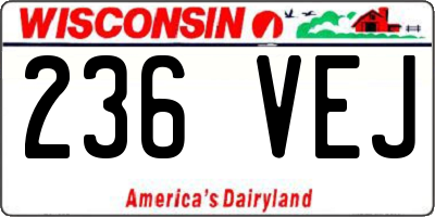 WI license plate 236VEJ