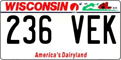 WI license plate 236VEK
