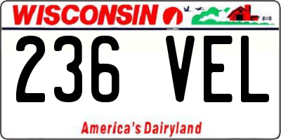 WI license plate 236VEL