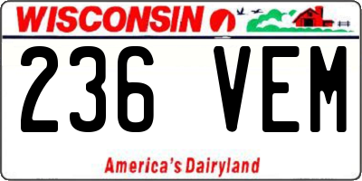 WI license plate 236VEM