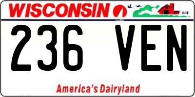 WI license plate 236VEN