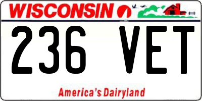 WI license plate 236VET