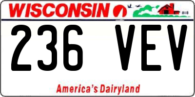 WI license plate 236VEV