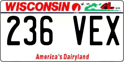 WI license plate 236VEX