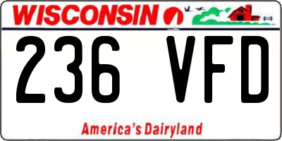 WI license plate 236VFD