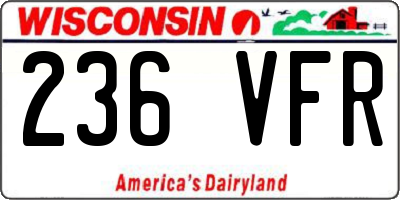 WI license plate 236VFR