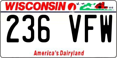 WI license plate 236VFW