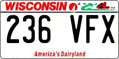 WI license plate 236VFX