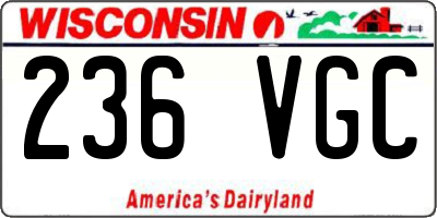 WI license plate 236VGC