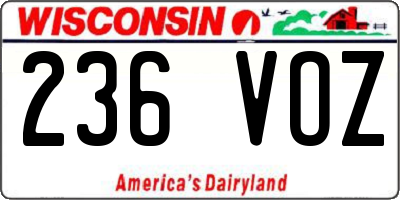 WI license plate 236VOZ