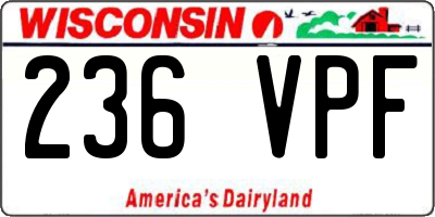 WI license plate 236VPF