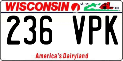 WI license plate 236VPK