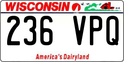 WI license plate 236VPQ