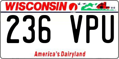 WI license plate 236VPU
