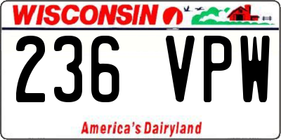 WI license plate 236VPW