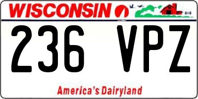 WI license plate 236VPZ