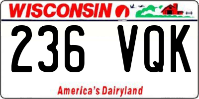 WI license plate 236VQK