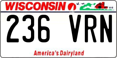 WI license plate 236VRN
