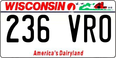 WI license plate 236VRO