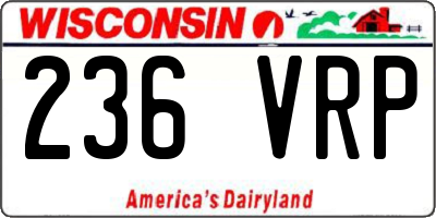 WI license plate 236VRP