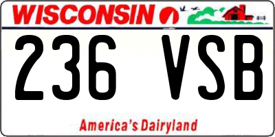 WI license plate 236VSB