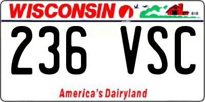WI license plate 236VSC