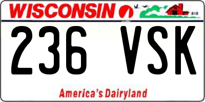 WI license plate 236VSK